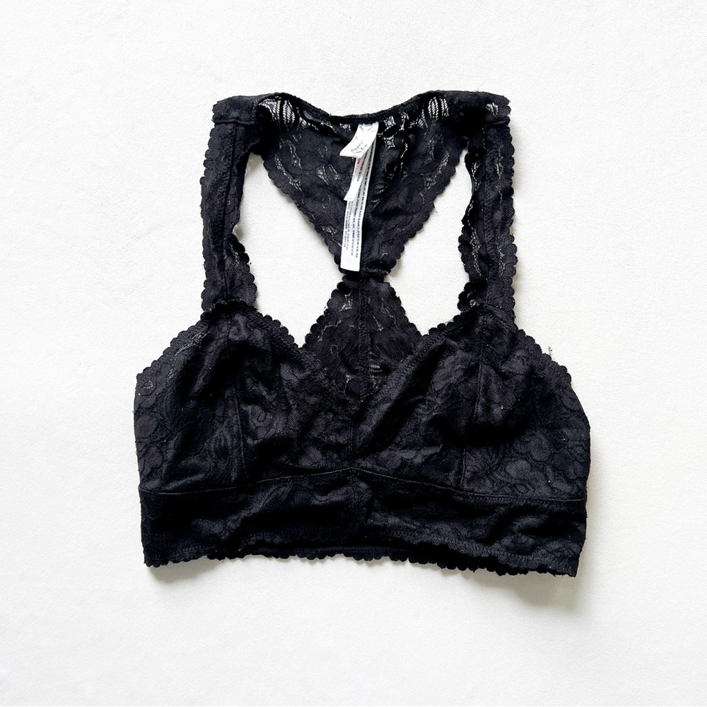 Free People Black Lace Racerback Bralette